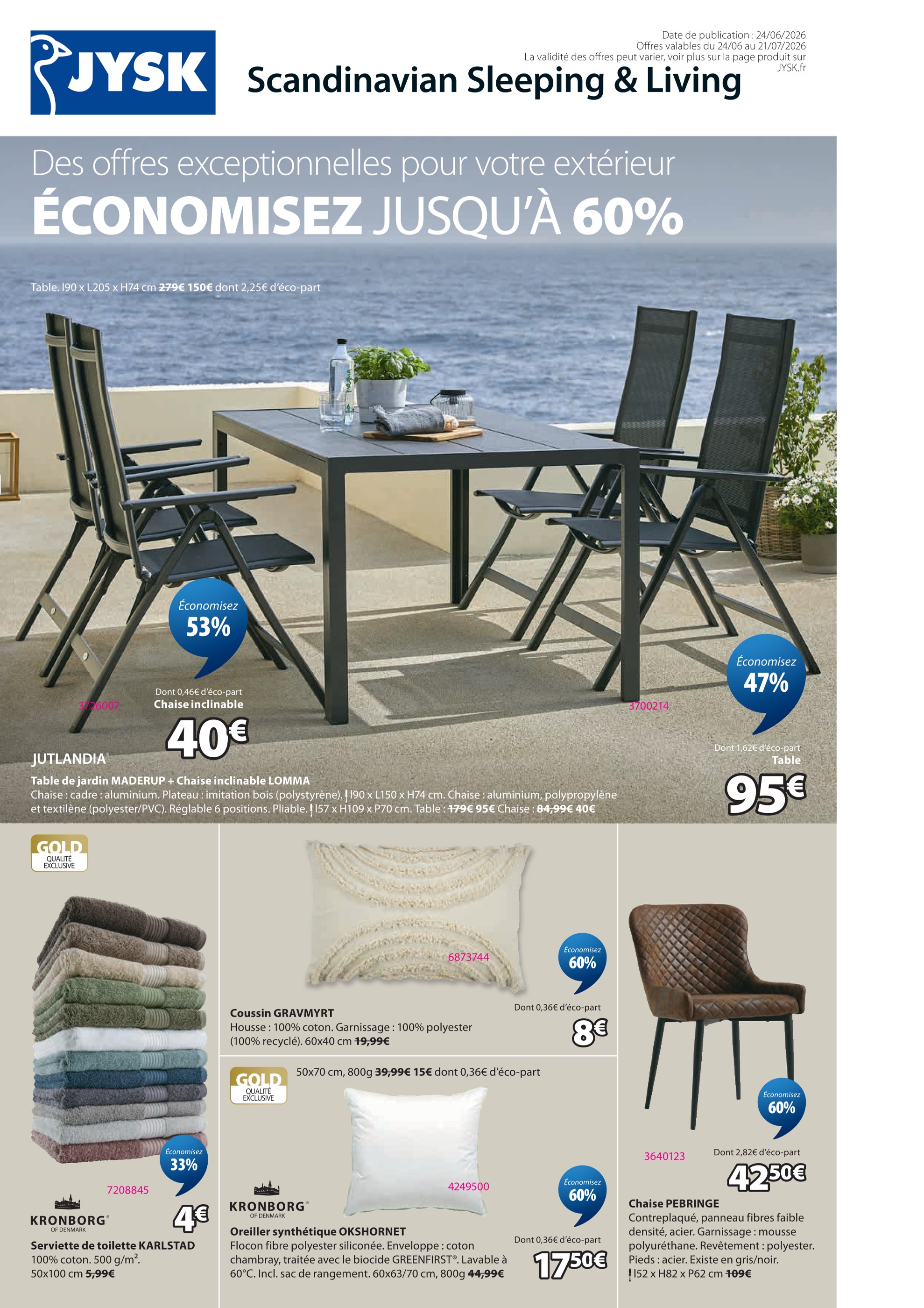 Prospectus Jysk à Saint-Maximin, "JYSK Scandinavian Sleeping & Living", 14 pages, 24/06/2026 - 21/07/2026